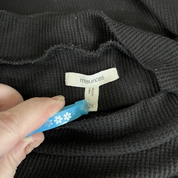 Maurice's Plus Size Crochet Fair Isle Mock Neck Long Sleeve Tee Black Women's 2X - Picture 5 of 7